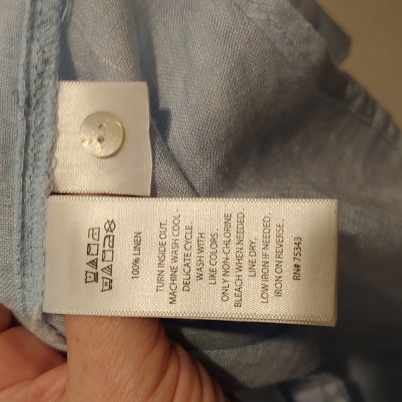 Sigrid Olsen 100% Linen Button Up Top Light Sky Blue Size Small - Picture 7 of 8